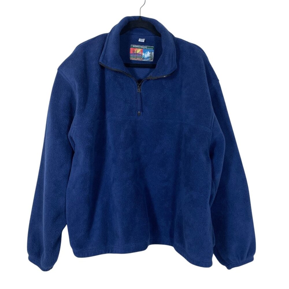 Vintage Sierra Pacific Mens Navy 1/4 Zip Outdoors Pullover Fleece Casual XL